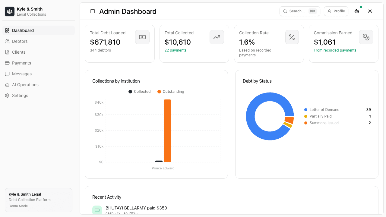 Kyle & Smith - Debt Collection Platform Screen 04