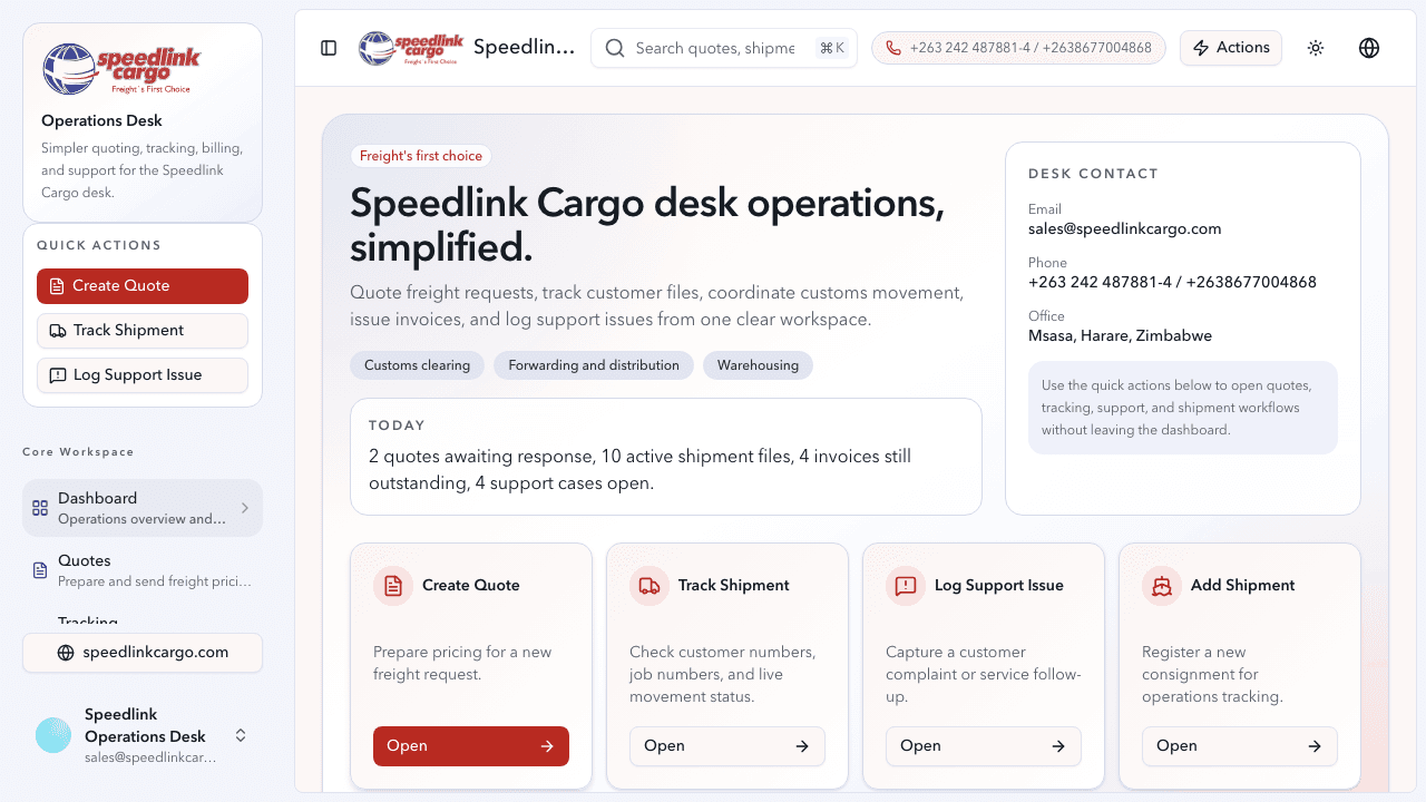 Speedlink Cargo Operations Screen 02